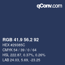 Color code: RGB 41.9 56.2 92 | qconv.com