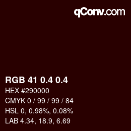 カラーコード: RGB 41 0.4 0.4 | qconv.com