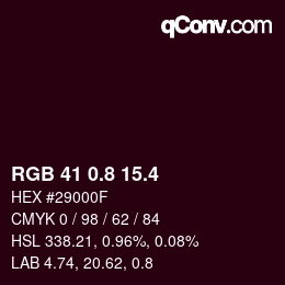 カラーコード: RGB 41 0.8 15.4 | qconv.com
