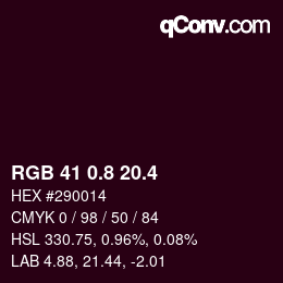 カラーコード: RGB 41 0.8 20.4 | qconv.com