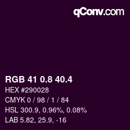 カラーコード: RGB 41 0.8 40.4 | qconv.com