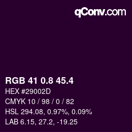カラーコード: RGB 41 0.8 45.4 | qconv.com
