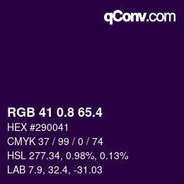 カラーコード: RGB 41 0.8 65.4 | qconv.com