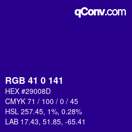 Color code: RGB 41 0 141 | qconv.com