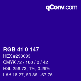 Color code: RGB 41 0 147 | qconv.com