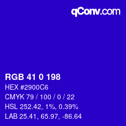 Color code: RGB 41 0 198 | qconv.com