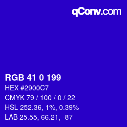 Color code: RGB 41 0 199 | qconv.com