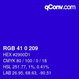 カラーコード: RGB 41 0 209 | qconv.com