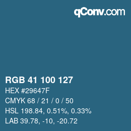 Color code: RGB 41 100 127 | qconv.com