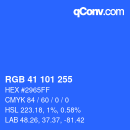 Color code: RGB 41 101 255 | qconv.com