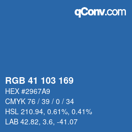 カラーコード: RGB 41 103 169 | qconv.com