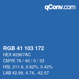 カラーコード: RGB 41 103 172 | qconv.com