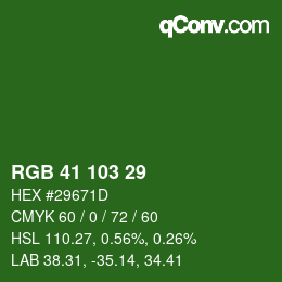 Color code: RGB 41 103 29 | qconv.com