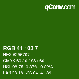 カラーコード: RGB 41 103 7 | qconv.com