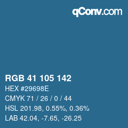 Color code: RGB 41 105 142 | qconv.com
