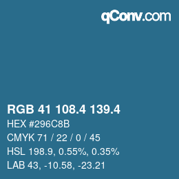 カラーコード: RGB 41 108.4 139.4 | qconv.com