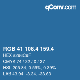 カラーコード: RGB 41 108.4 159.4 | qconv.com