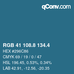 カラーコード: RGB 41 108.8 134.4 | qconv.com