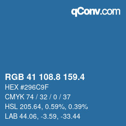 カラーコード: RGB 41 108.8 159.4 | qconv.com