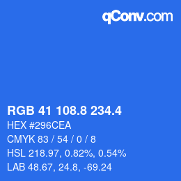 カラーコード: RGB 41 108.8 234.4 | qconv.com