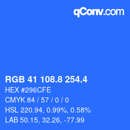 カラーコード: RGB 41 108.8 254.4 | qconv.com