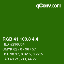 カラーコード: RGB 41 108.8 4.4 | qconv.com