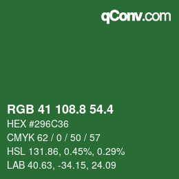 カラーコード: RGB 41 108.8 54.4 | qconv.com
