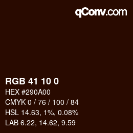 Código de color: RGB 41 10 0 | qconv.com
