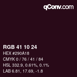Color code: RGB 41 10 24 | qconv.com
