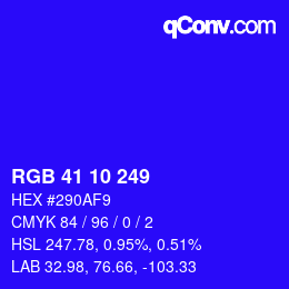 カラーコード: RGB 41 10 249 | qconv.com