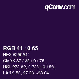 Color code: RGB 41 10 65 | qconv.com