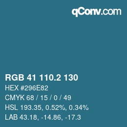 カラーコード: RGB 41 110.2 130 | qconv.com