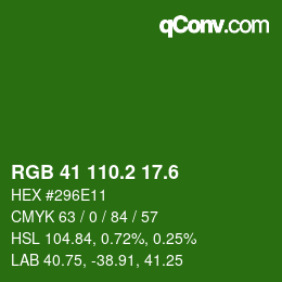 カラーコード: RGB 41 110.2 17.6 | qconv.com