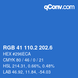 カラーコード: RGB 41 110.2 202.6 | qconv.com
