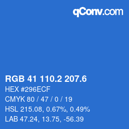 カラーコード: RGB 41 110.2 207.6 | qconv.com