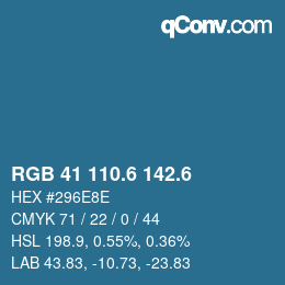 カラーコード: RGB 41 110.6 142.6 | qconv.com