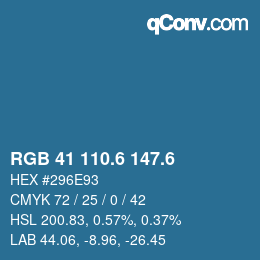 カラーコード: RGB 41 110.6 147.6 | qconv.com