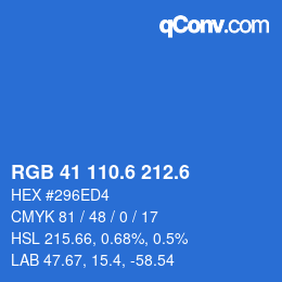 カラーコード: RGB 41 110.6 212.6 | qconv.com