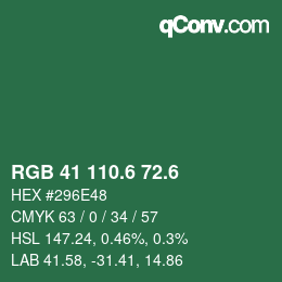 カラーコード: RGB 41 110.6 72.6 | qconv.com