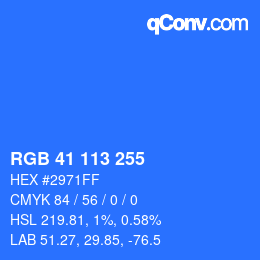 Color code: RGB 41 113 255 | qconv.com