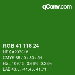 カラーコード: RGB 41 118 24 | qconv.com