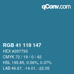 カラーコード: RGB 41 119 147 | qconv.com