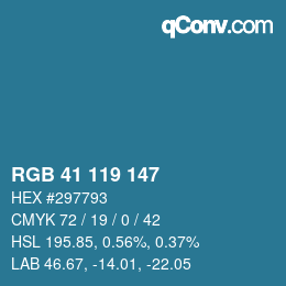 カラーコード: RGB 41 119 147 | qconv.com - big