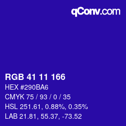 Color code: RGB 41 11 166 | qconv.com