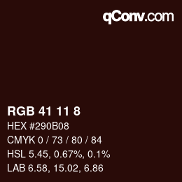 カラーコード: RGB 41 11 8 | qconv.com