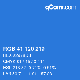 Color code: RGB 41 120 219 | qconv.com