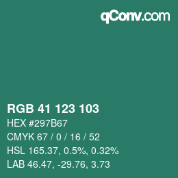 Color code: RGB 41 123 103 | qconv.com