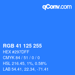 Color code: RGB 41 125 255 | qconv.com