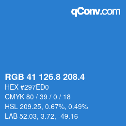 カラーコード: RGB 41 126.8 208.4 | qconv.com