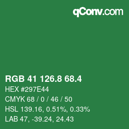 カラーコード: RGB 41 126.8 68.4 | qconv.com